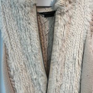 BCBG Max Azria Fox Trim Knit Vest